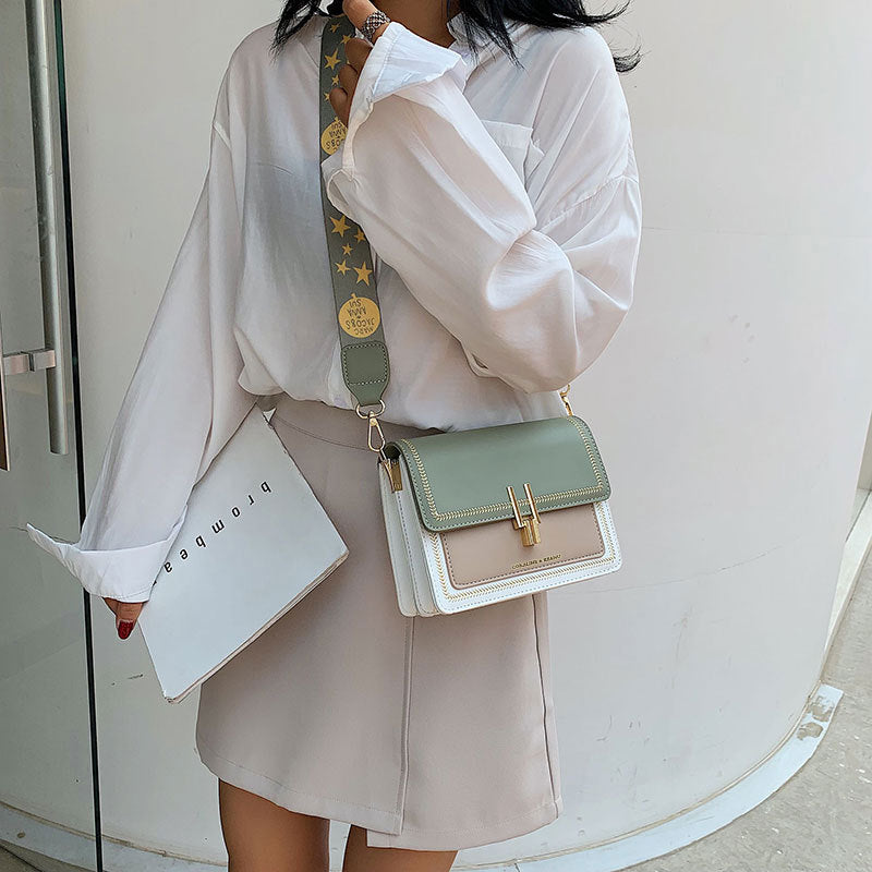 Ins Internet Celebrity Women's Wide Strap Crossbody Bag
